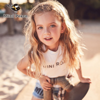 minipeace太平鸟女童背心洋气运动儿童真两件套薄T恤夏装新款