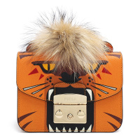 FURLA芙拉女士METROPOLIS系列黑色牛皮链条手提单肩包