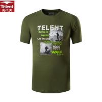 天伦天(Telent)男装2019春夏新款户外服装运动上衣透气短袖半袖男士圆领休闲T恤
