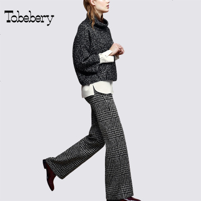 tobebery针织阔腿裤女秋季套装2018新款欧洲站时尚气质两件套加厚