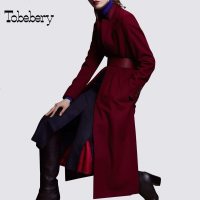 tobebery2018秋冬季新款中长款欧洲站女装立领大衣羊毛呢外套显瘦
