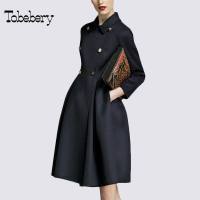 tobebery2018秋冬新款女呢子大衣欧美名媛气质修身冬装外套中长款