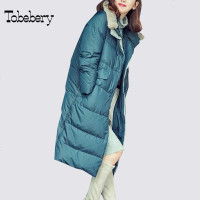 tobebery冬季毛领修身保暖羽绒服加厚面包服时尚气质羽绒衣女棉衣2018新款