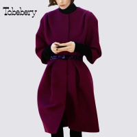 tobebery2018秋冬新款欧美名媛女装毛呢外套收腰显瘦羊毛呢子大衣