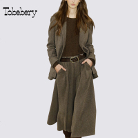 tobebery2018冬装新款名媛小香风阔腿裤两件套气质时尚毛呢套装女