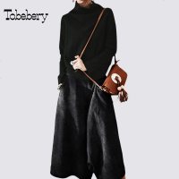 tobebery2018秋冬新款名媛气质套装宽松高领上衣半身裙时尚两件套