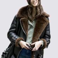 tobebery2018冬装新款女夹克外套皮毛一体港风保暖秋冬毛呢外套潮品牌女装