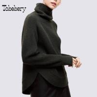 tobebery高领毛衣女套头2018冬装新款欧美不规则宽松加厚保暖毛衣
