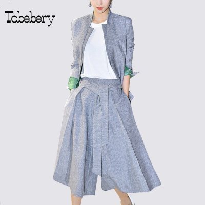 tobebery2018秋季新款欧洲站时尚气质西装阔腿裤套装两件套女潮