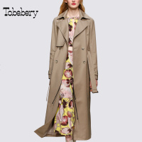 tobebery卡其色风衣女2018秋装新款中长款春秋季过膝薄款外套欧美
