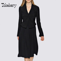 tobebery2018秋季新款裙子套装小香风套装中长款半身裙上衣两件女