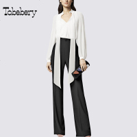 tobebery欧美秋季新款2018流苏薄款长袖上衣修身长裤两件套气质女