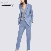 tobobery职业小西装套装两件套女装2018秋季新款OL两件套西裤套装