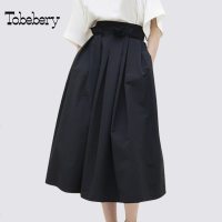 tobebery2018夏款欧洲站新款时尚半身裙名媛女装抽褶中长裙修身潮