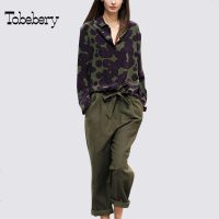 tobebery欧美新款2018秋季休闲两件套长袖V领T恤时尚阔腿裤套装女