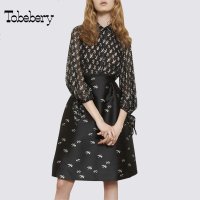 tobebery2018秋季新款时尚套装裙印花七分袖衬衫半身裙洋气两件套