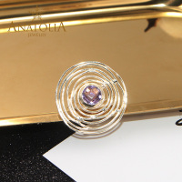 ANATOLIA睡美人松石紫水晶月光石戒指黄铜镀14k金手饰纯手工制作