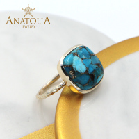 ANATOLIA紫水晶绿松石月光石戒指黄铜镀14k金印度手饰纯手工制作