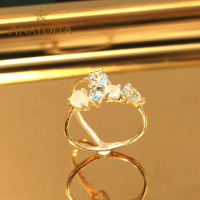 ANATOLIA蓝宝石睡美人松石月光石托帕石戒指铜镀14k金手饰纯手作