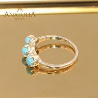 ANATOLIA月光石睡美人松石戒指黄铜镀14k金印度手饰品纯手工制作