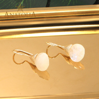 ANATOLIA月光石托帕石绿松石耳坠宝石耳环黄铜镀14k金纯手工制作