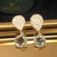 ANATOLIA月光石睡美人松石托帕石紫水晶耳坠耳环铜镀黄金手工制作