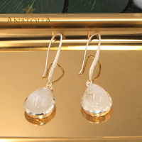 ANATOLIA进口托帕石睡美人松石月光石紫水晶绿松石宝石耳环纯手工制作