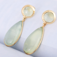 ANATOLIA葡萄石耳坠宝石耳环黄铜镀14k金镶嵌饰品纯手工制作