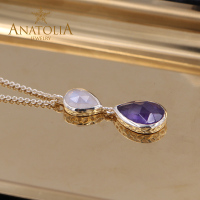 ANATOLIA月光石紫水晶托帕石睡美人松石绿松石项链女款首饰品手作进口