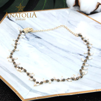 ANATOLIA铁矿石珍珠项链女款吊坠黄铜镀14k金首饰品手工制作个性