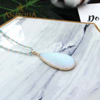 ANATOLIA托帕石蛋白石绿松石睡美人松石项链吊坠印度设计师纯手作