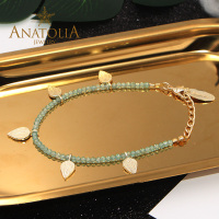 ANATOLIA月光石睡美人松石手链黄铜镀14k金印度设计师纯手工制作印度进口