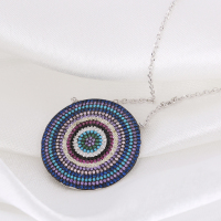 ANATOLIA蓝眼睛项链女款锆石绿松石宝石吊坠s925银镀白金首饰品