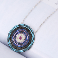 ANATOLIA蓝眼睛项链女款锆石绿松石宝石吊坠s925银镀白金首饰品