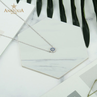 ANATOLIA土耳其蓝眼睛s925纯银镀白金项链幸福摩天轮吊坠锁骨链女