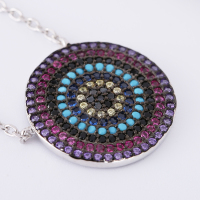 ANATOLIA蓝眼睛项链女款锆石绿松石宝石吊坠s925银镀白金首饰品