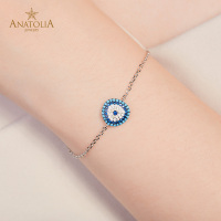 ANATOLIA土耳其蓝眼睛恶魔之眼手链s925纯银镀白金个性大方手饰品