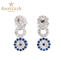 ANATOLIA土耳其蓝眼睛恶魔之眼耳环s925纯银镀白金耳钉耳坠女饰品
