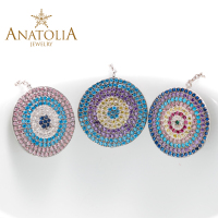 ANATOLIA土耳其蓝眼睛恶魔之眼耳环耳钉女纯银S925镀白金简约正品