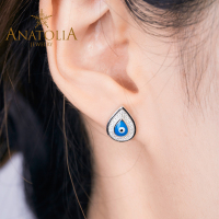 ANATOLIA土耳其蓝眼睛恶魔之眼耳环耳钉银s925镀白金简约个性正品