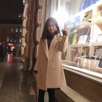 原宿毛呢外套女中长款2018秋冬装新款韩国修身chic呢子大衣潮