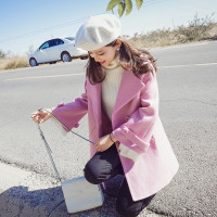 谜秀2017女装韩版ulzzang毛呢外套女中长款呢子大衣