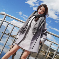 谜秀 原宿风毛呢外套女2017秋冬季新款韩范中长款宽松呢子大衣