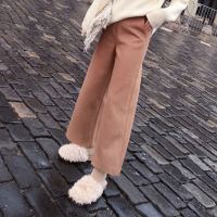 谜秀休闲裤女春秋装2018新款韩版宽松chic阔腿裤长款呢子裤子秋潮