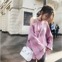 谜秀早秋chic卫衣女秋装2018新款韩版宽松bf小心机露肩初秋上衣潮