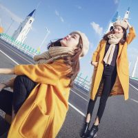 原宿风毛呢外套中长款季宽松ulzzang呢子大衣外套女装