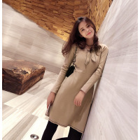 毛衣女春秋装2018新款韩版修身长袖打底针织裙中长款连衣裙子潮