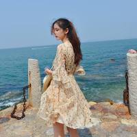 2018夏装新款雪纺连衣裙女装夏韩版甜美高腰显瘦A字碎花裙子潮