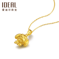 IDEAL爱迪尔时尚大气黄金立体3D硬金厚实可爱小狗狗足金男女坠生日送礼HJ135 约1.4-1.6g