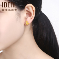IDEAL爱迪尔黄金耳饰趣味啾啾鸟足金时尚百搭耳钉送闺蜜女友HJ048 约3.2g